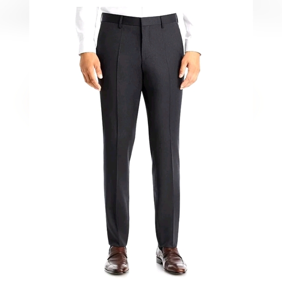 Hugo Boss Mens Pants Size 44 Regular Charcoal Gray Wool Huge 6 Genius 5 Slim Fit - Picture 1 of 9